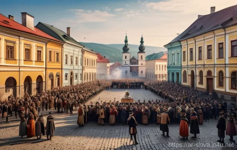 슬로바키아 1848년 혁명과 민족주의 - **The Spark of Awakening in the Carpathians, 1848:** A picturesque historical scene depicting the "S...